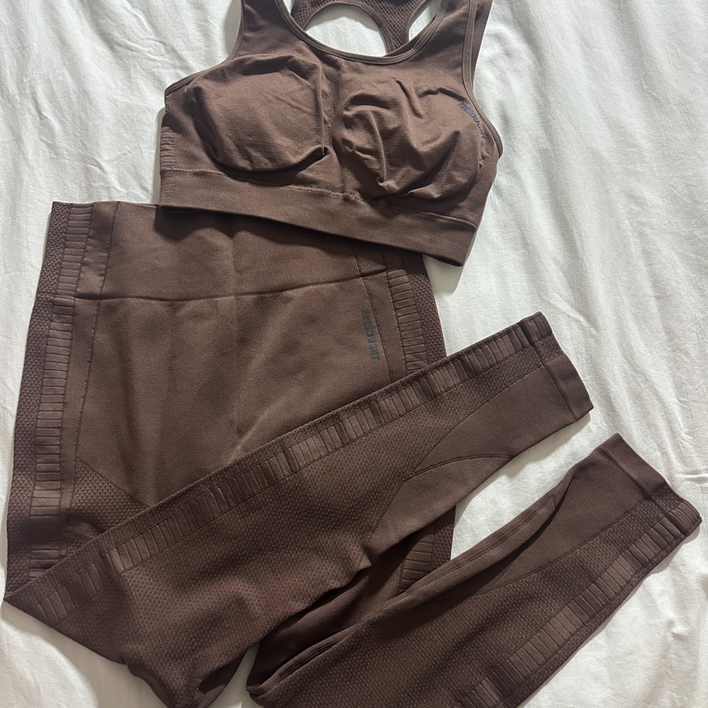 Brown Sports Bra and Leggings Set